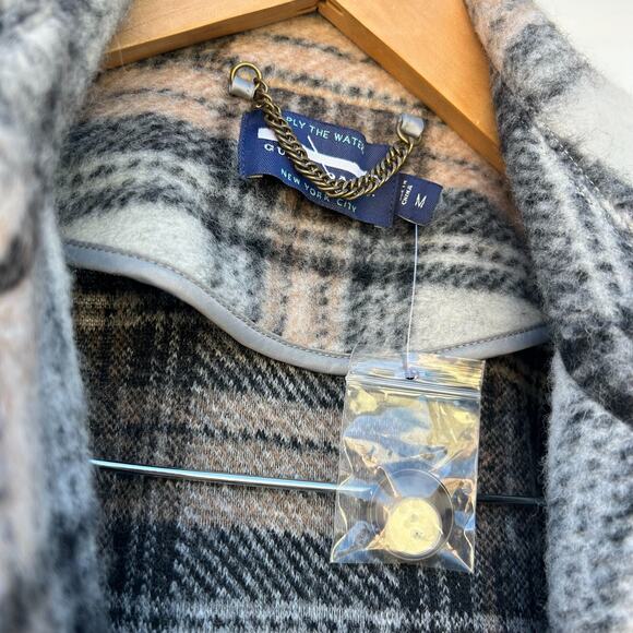 Guidebook Co. Fitzroy Cape Plaid Tartan Long Wool Coat Medium Double Breasted - Picture 13 of 13